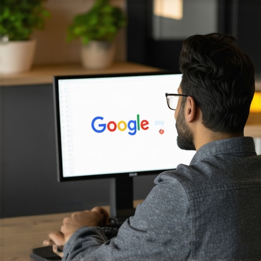 Business owner working on Google My Business profile on a desktop in Tulsa.