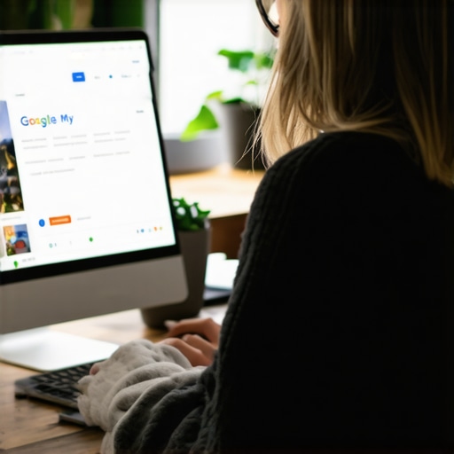 Tulsa business owner updating Google My Business profile on a laptop