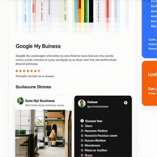 Google My Business dashboard showing local keywords, reviews, and profile updates.