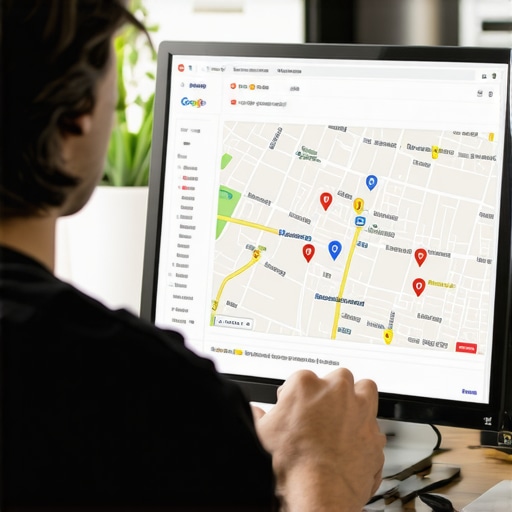 A person working on Google Maps optimization for Tulsa business on a desktop computer.